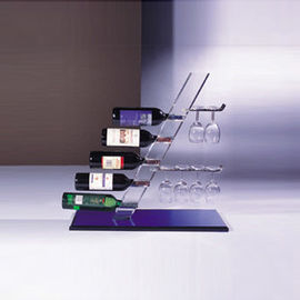 Crystal Clear Acrylic Wine Display Holder  For 5 Bottles , 6 Glasses