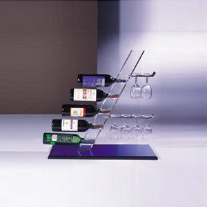 Crystal Clear Acrylic Wine Display Holder  For 5 Bottles , 6 Glasses