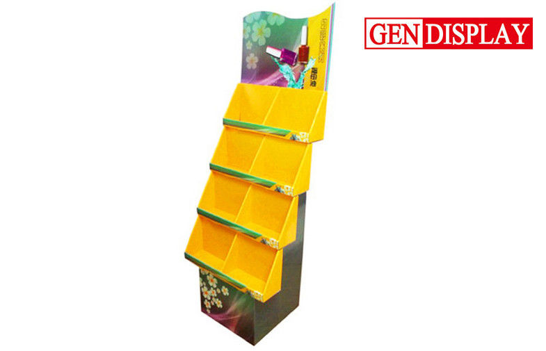 Promotional Cardboard Cosmetic Display Shelf , Cardboard Nail polish Display Unit